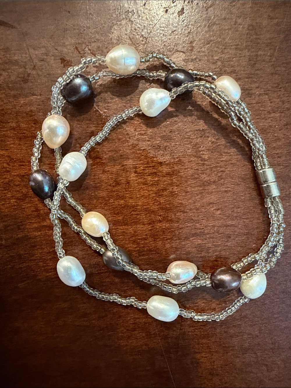 Cultured Pearl and Glass Bead Multi-Strand Bracelet